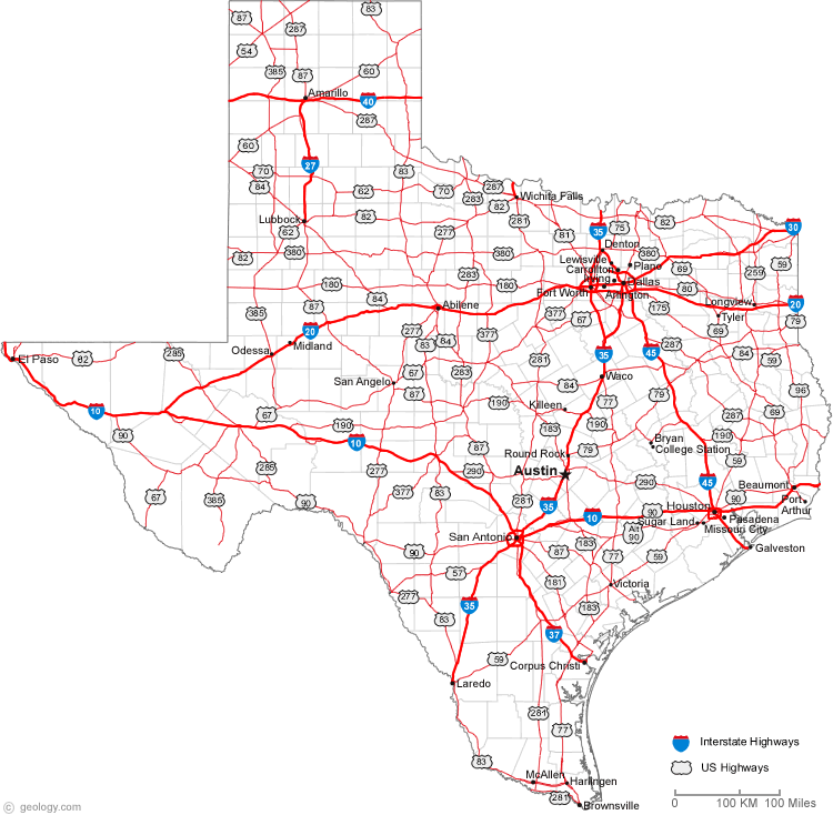 Texas Roads Map